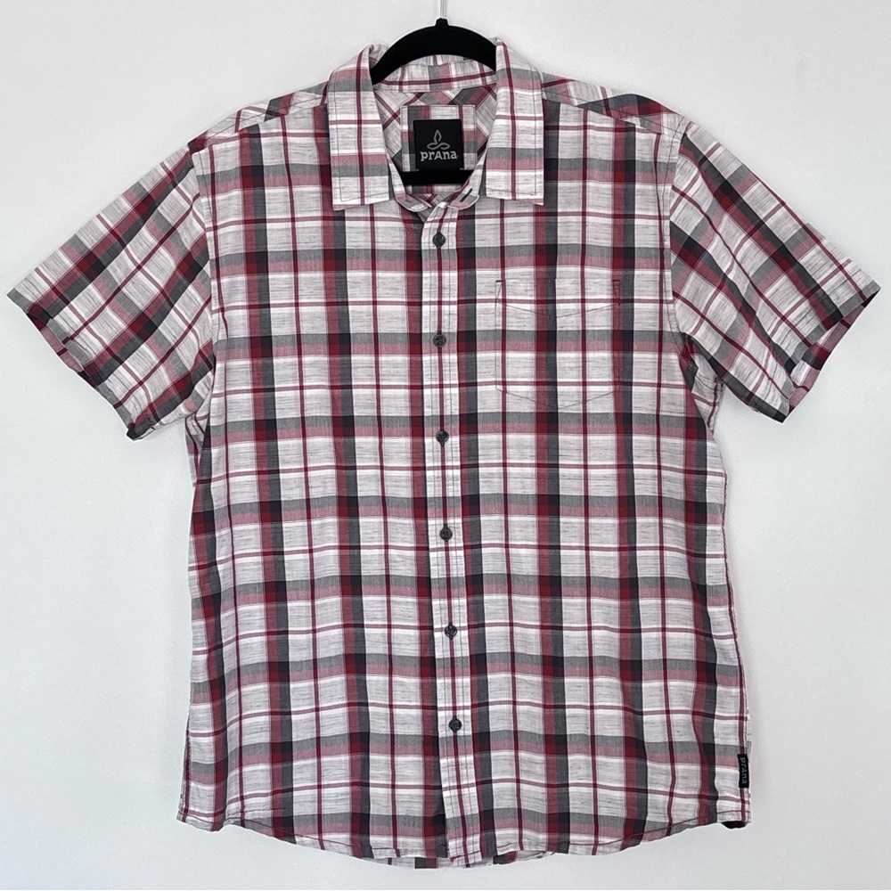 Prana Men’s Casual Button Up Shirt Short Sleeves Size Large *H19